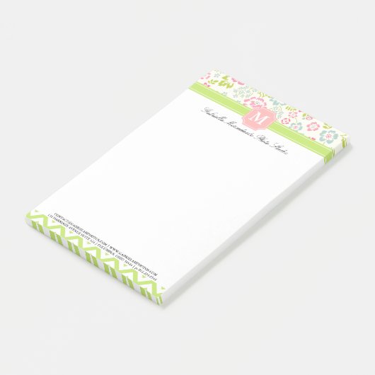 Girly Frühlings-Zickzack personalisiertes mit Post-it Klebezettel (angewinkelt)