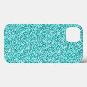 Girly, Fun Aqua Blue Glitter Printed Case-Mate iPhone Hülle (Rückseite (Horizontal))