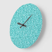 Girly, Fun Aqua Blue Glitter Printed Große Wanduhr (Winkel)