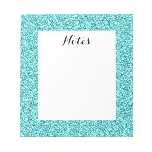 Girly, Fun Aqua Blue Glitter Printed Notizblock (Vorderseite)