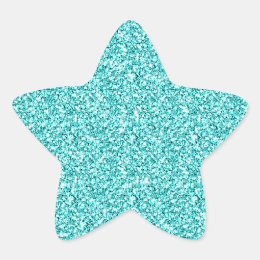 Girly, Fun Aqua Blue Glitter Printed Stern-Aufkleber (Vorderseite)