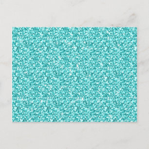 Girly, Fun Aqua Blue Glitzer gedruckt Postkarte