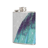 Girly funkelnd aquamariner blauer und schwarzer flachmann (Links)