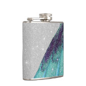 Girly funkelnd aquamariner blauer und schwarzer flachmann (Rechts)