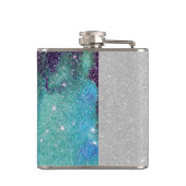 Girly funkelnd aquamariner blauer und schwarzer flachmann (Rückseite)