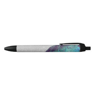 Girly funkelnd aquamariner blauer und schwarzer kugelschreiber