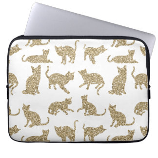 Girly funkelnd Katzen-weiße Laptop-Computer Hülse Laptopschutzhülle