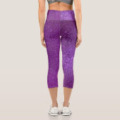 Girly Funkelnd Royal Lila Glitzer Capri Leggings (Rückseite)