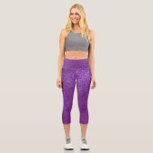 Girly Funkelnd Royal Lila Glitzer Capri Leggings (Vorderseite)
