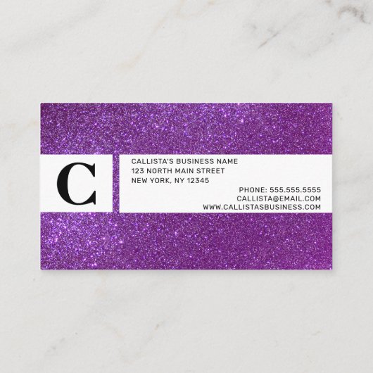 Girly Funkelnd Royal Lila Glitzer Terminkarte (Rückseite)