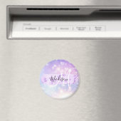 Girly Funkelnd Unicorn Rainbow Hearts Monogram Magnet (In Situ (Geschirrspüler))