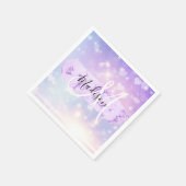 Girly Funkelnd Unicorn Rainbow Hearts Monogram Serviette (Ecke)