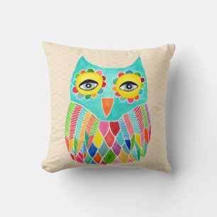 Girly Funky Modern Unique Owl Art Cushion Kissen