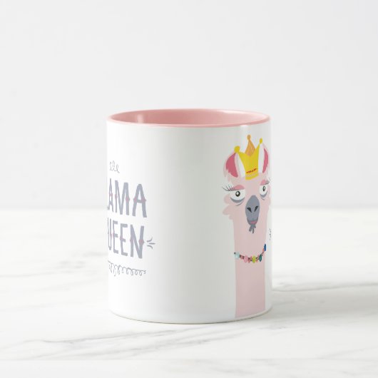 Girly Funny Llama Queen Illustration Tasse (Zentrum)