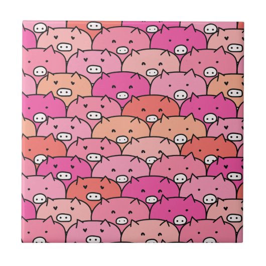 Girly Funny Pig Pattern Fliese (Vorderseite)