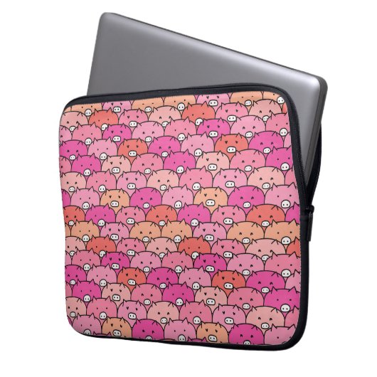 Girly Funny Pig Pattern Laptopschutzhülle (Vorderseite Links)