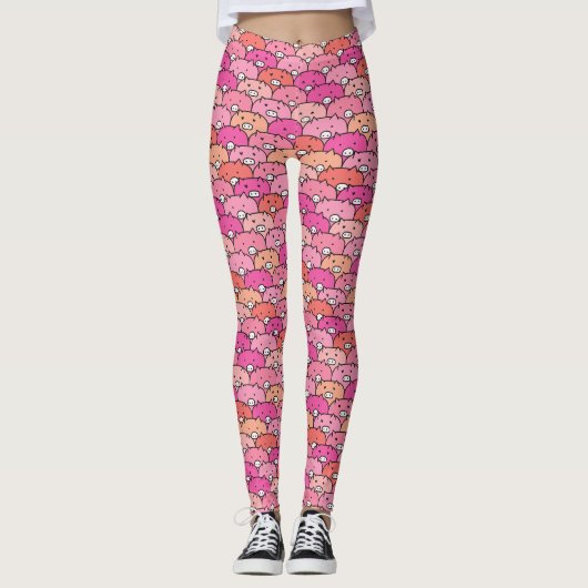 Girly Funny Pig Pattern Leggings (Vorderseite)