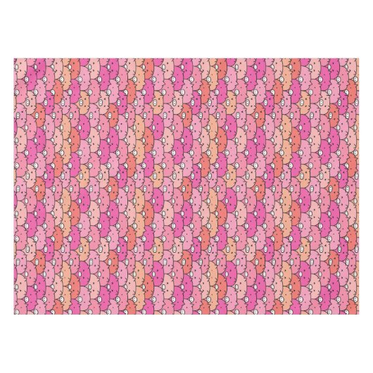 Girly Funny Pig Pattern Tischdecke (Vorderseite (Horizontal))