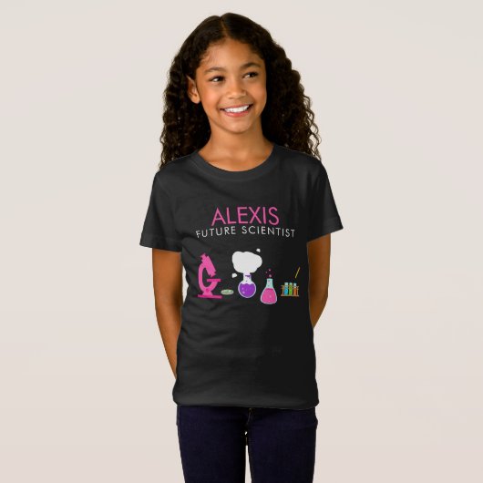 Girly Future Scientist Individuelle Name T-Shirt (Vorne ganz)