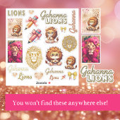 Girly Gahanna Lions Rosa und Gold Sticker Sheet