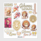 Girly Gahanna Lions Rosa und Gold Sticker Sheet (Blatt)