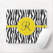 Girly gelber Monogrammzebra-Druck Mousepad (Mit Mouse)