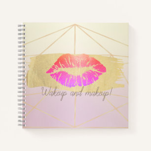 Girly Geometric, Gold Pinselstrich, Glitzernde Lip Notizblock