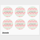 Girly Geometric Muster pink und minze Zickzack Runder Aufkleber (Blatt)