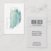 *~* Girly geometrisches Silber-u. Türkis-Aquarell Visitenkarte (Vorne/Hinten)