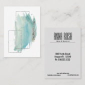 *~* Girly geometrisches silbernes Türkis-Aquarell Visitenkarte (Vorne/Hinten)