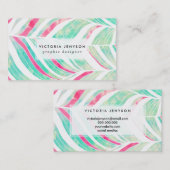 Girly gezeichnetes Muster Türkis-RosaWatercolor Visitenkarte (Vorne/Hinten)