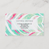 Girly gezeichnetes Muster Türkis-RosaWatercolor Visitenkarte (Rückseite)