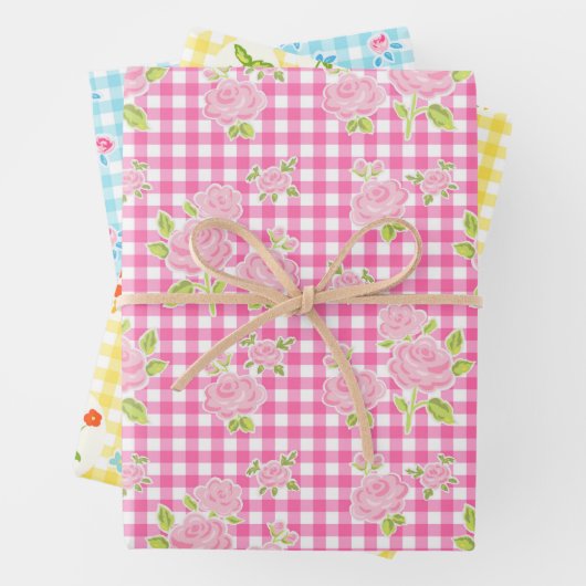 girly gingham check pattern geschenkpapier set (Beispiel)