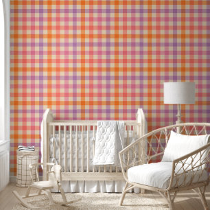 Girly Gingham Checkered in Rosa und Lila Tapete