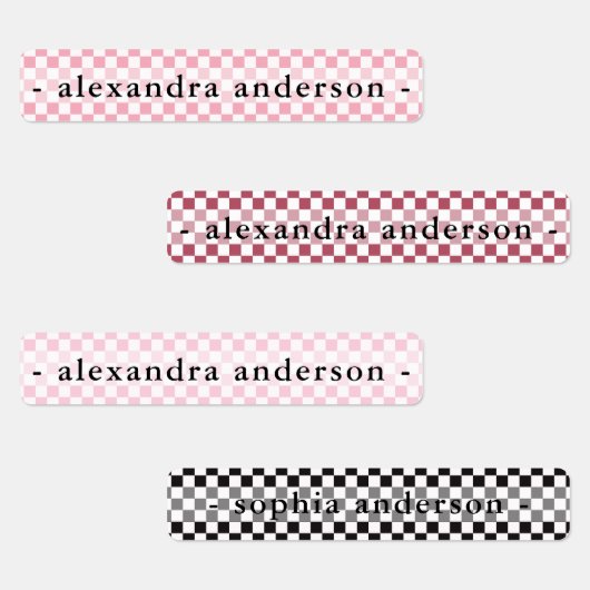 Girly Gingham Kids Name  Etiketten (Gruppe)