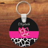 Girly Giraffe drucken Niedliche rosa Schuhe mit Na Schlüsselanhänger (Vorderseite)