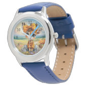 Girly Giraffe mit gepunkteter Schleife Armbanduhr (Schrägansicht)