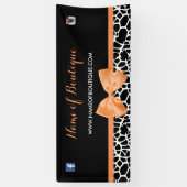 Girly Giraffe Print Boutique Orange Bow 2 ft Banner (Vertikal)