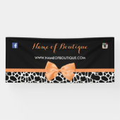 Girly Giraffe Print Boutique Orange Bow 2 ft Banner (Horizontal)