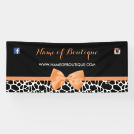 Girly Giraffe Print Boutique Orange Bow 2 ft Banner