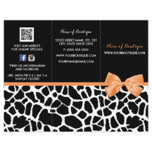 Girly Giraffe Print Orange Bow Boutique Broschüre
