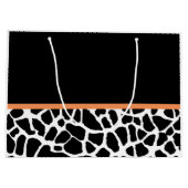 Girly Giraffe Print Orange Ribbon Bow mit Namen Große Geschenktüte (Rückseite)