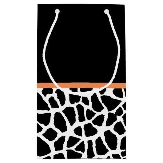 Girly Giraffe Print Orange Ribbon Bow mit Namen Kleine Geschenktüte (Rückseite)