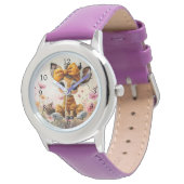 Girly Giraffe wearing polka dot bow Armbanduhr (Schrägansicht)