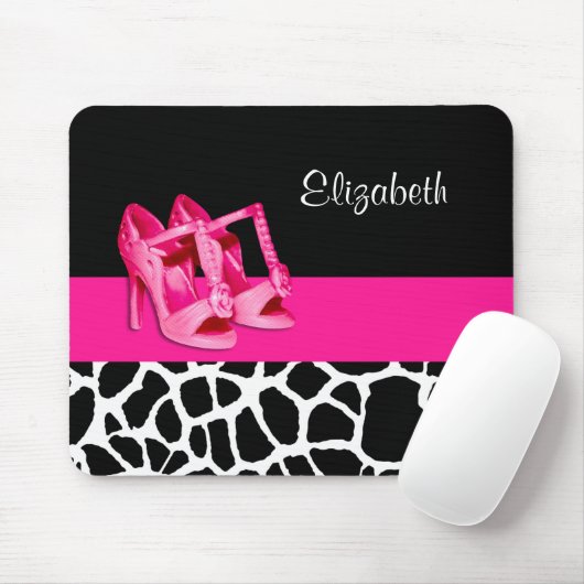 Girly Giraffen-Druck-niedliche rosa Schuhe mit Mousepad (Mit Mouse)