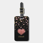 Girly Girl Glam Pink Glitzer Herz Gepäckanhänger (Vorderseite vertikal)