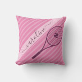 Girly Girl Pink Striped Tennis Racket & Ball Niedl Kissen (Vorderseite)