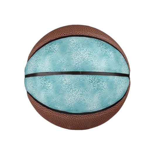 Girly Glam Aqua Leopard Print Mini Basketball (Vorderseite)