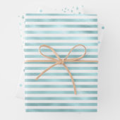 Girly Glam Aqua Mint Streifen Geschenkpapier Set (Beispiel)