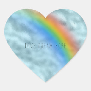 Girly Glam Aqua Rainbow Herz-Aufkleber